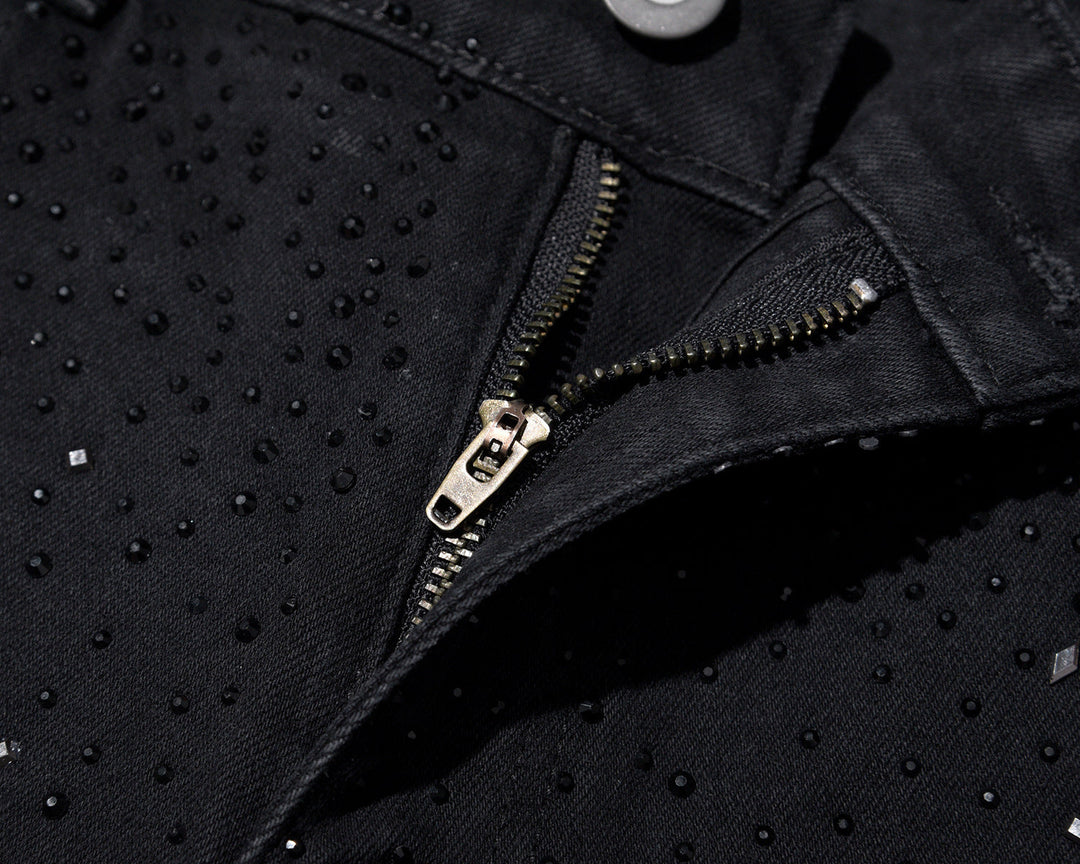 Jake - Στενά τζιν με ψηλή μέση και στρας