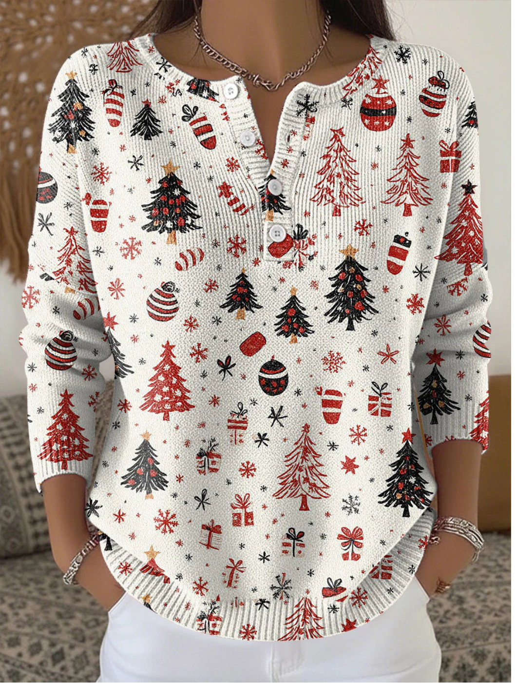 Kaitlan - Κομψό χριστουγεννιάτικο πουλόβερ