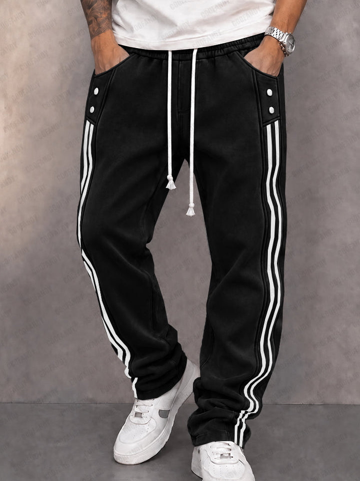 Danley - Παντελόνι τζόγκινγκ casual από συνθετικό σουέτ με πλευρική ρίγα