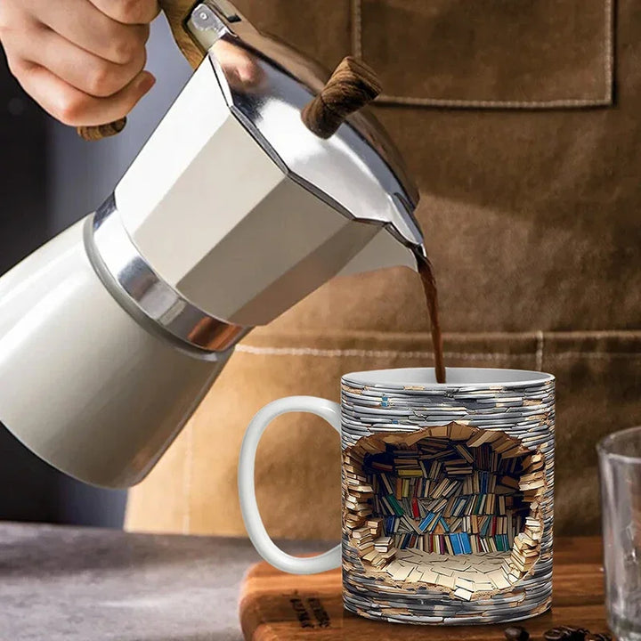 BookBrew - Κούπα με σχέδιο βιβλιοθήκης σε 3D
