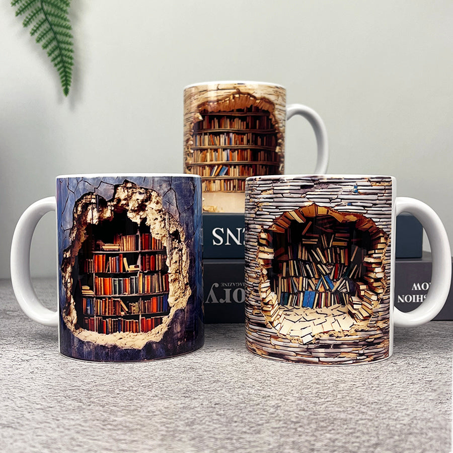 BookBrew - Κούπα με σχέδιο βιβλιοθήκης σε 3D