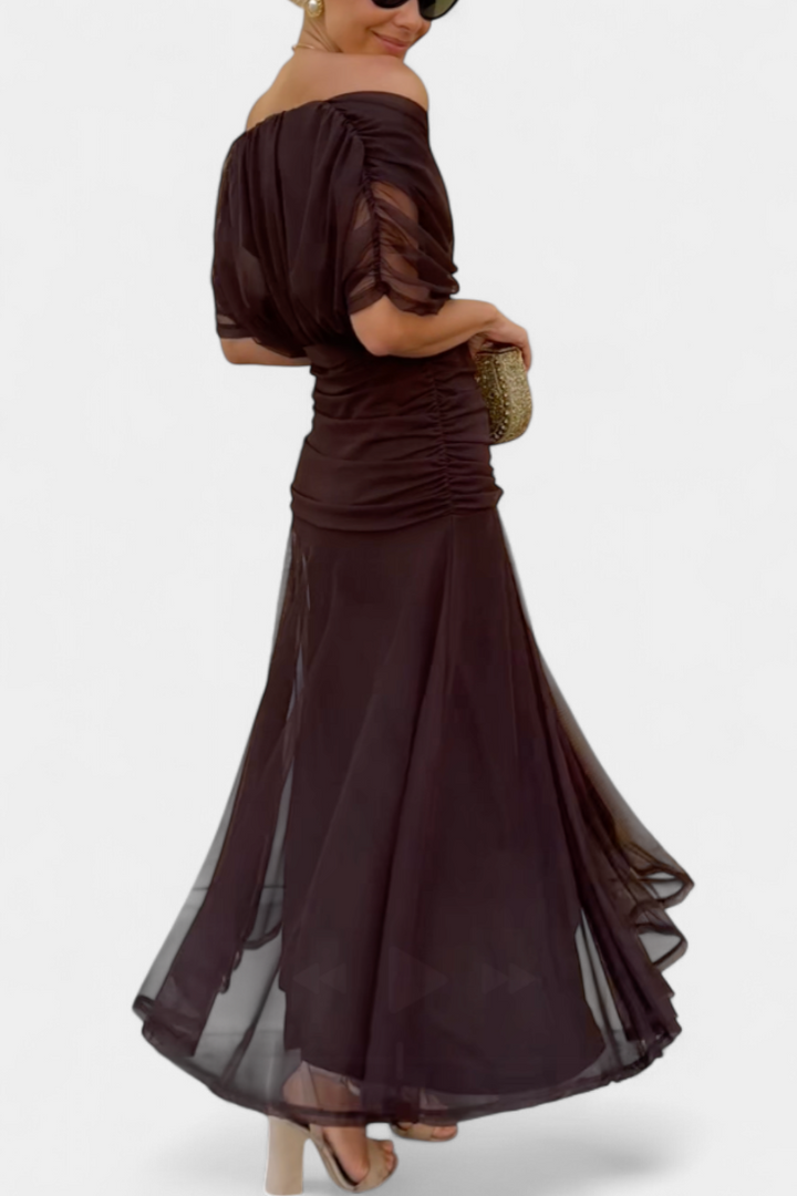 Lordanka - Μακρύ φόρεμα με V λαιμόκοψη και λουλουδάτο μοτίβο