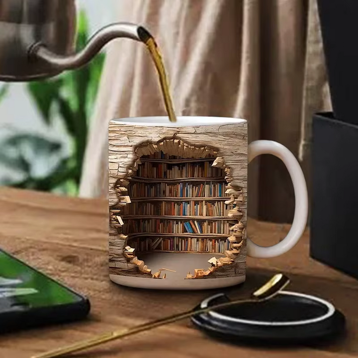 BookBrew - Κούπα με σχέδιο βιβλιοθήκης σε 3D