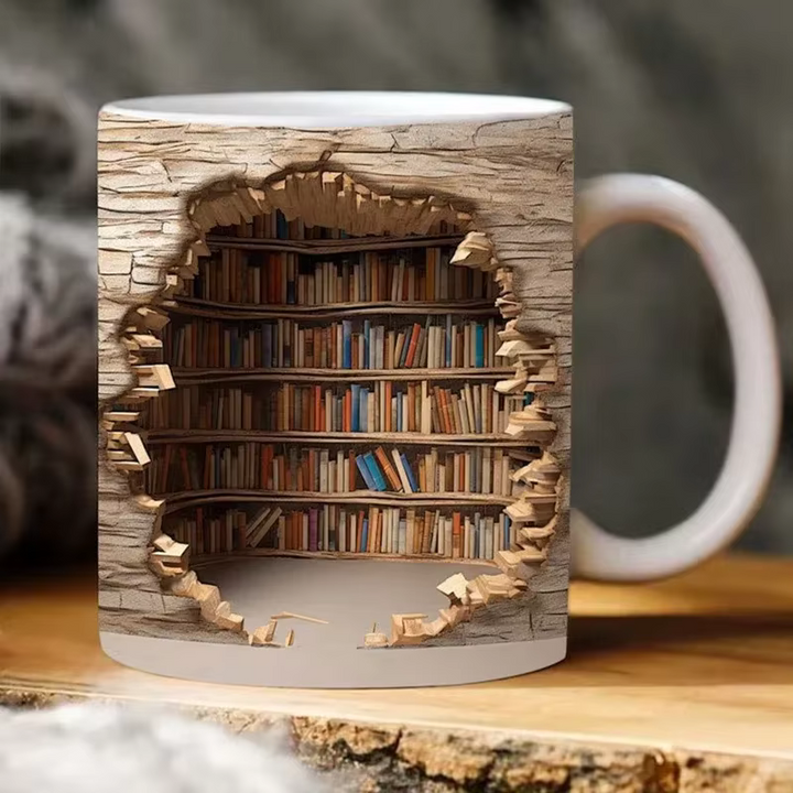 BookBrew - Κούπα με σχέδιο βιβλιοθήκης σε 3D