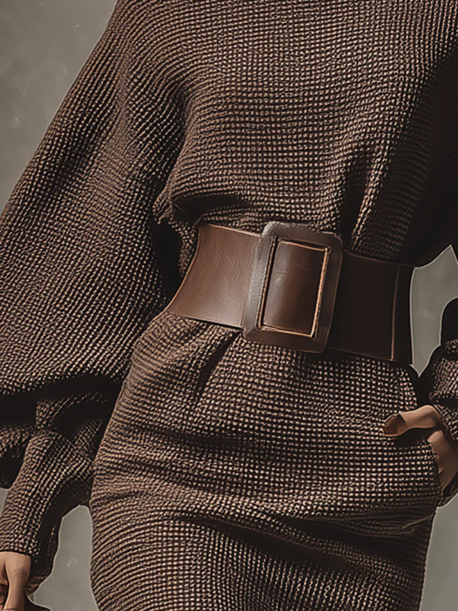 Milana - Κοντό φόρεμα από πλέγμα με δομημένη ζώνη