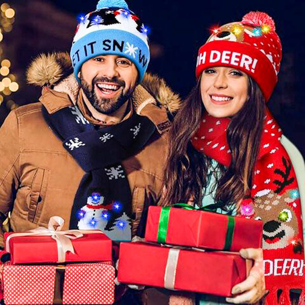 MerryGlow - Πλεκτό χριστουγεννιάτικο καπέλο με φωτισμό