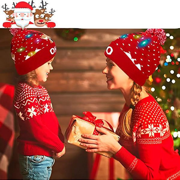 MerryGlow - Πλεκτό χριστουγεννιάτικο καπέλο με φωτισμό