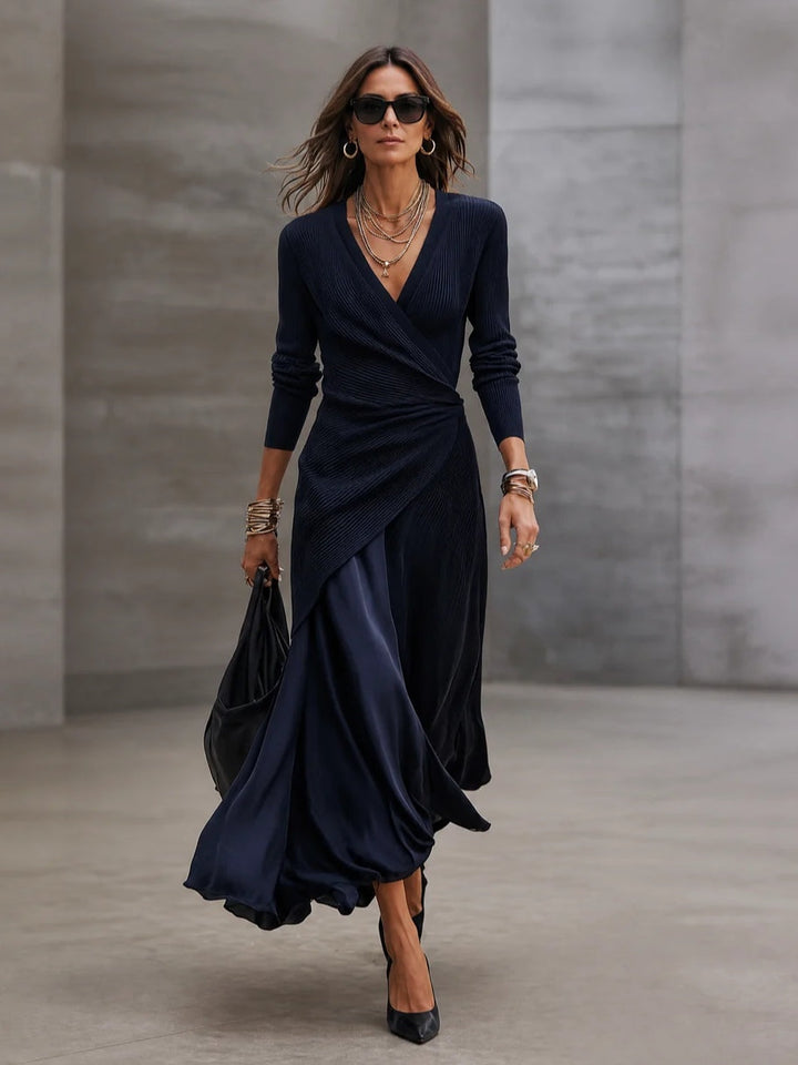 Leslia - Κομψό μακρύ φόρεμα με V-neck