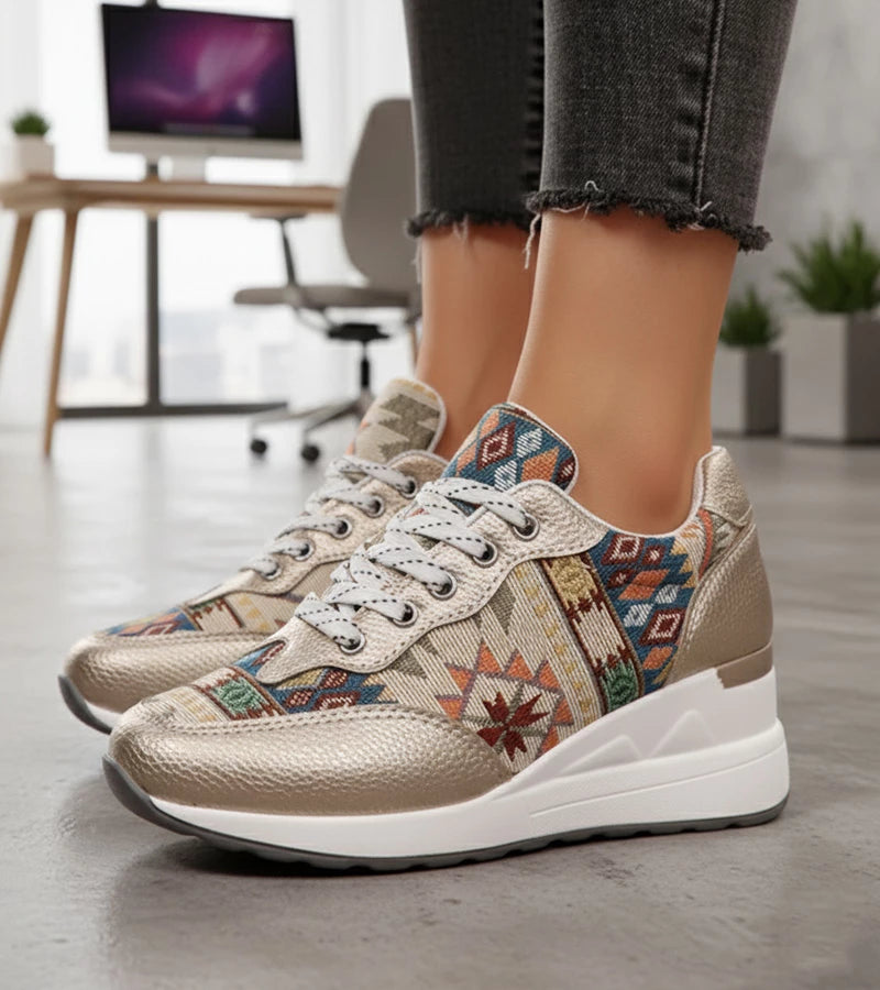 Znaya - Μποέμ γεωμετρικά παπούτσια με κορδόνια