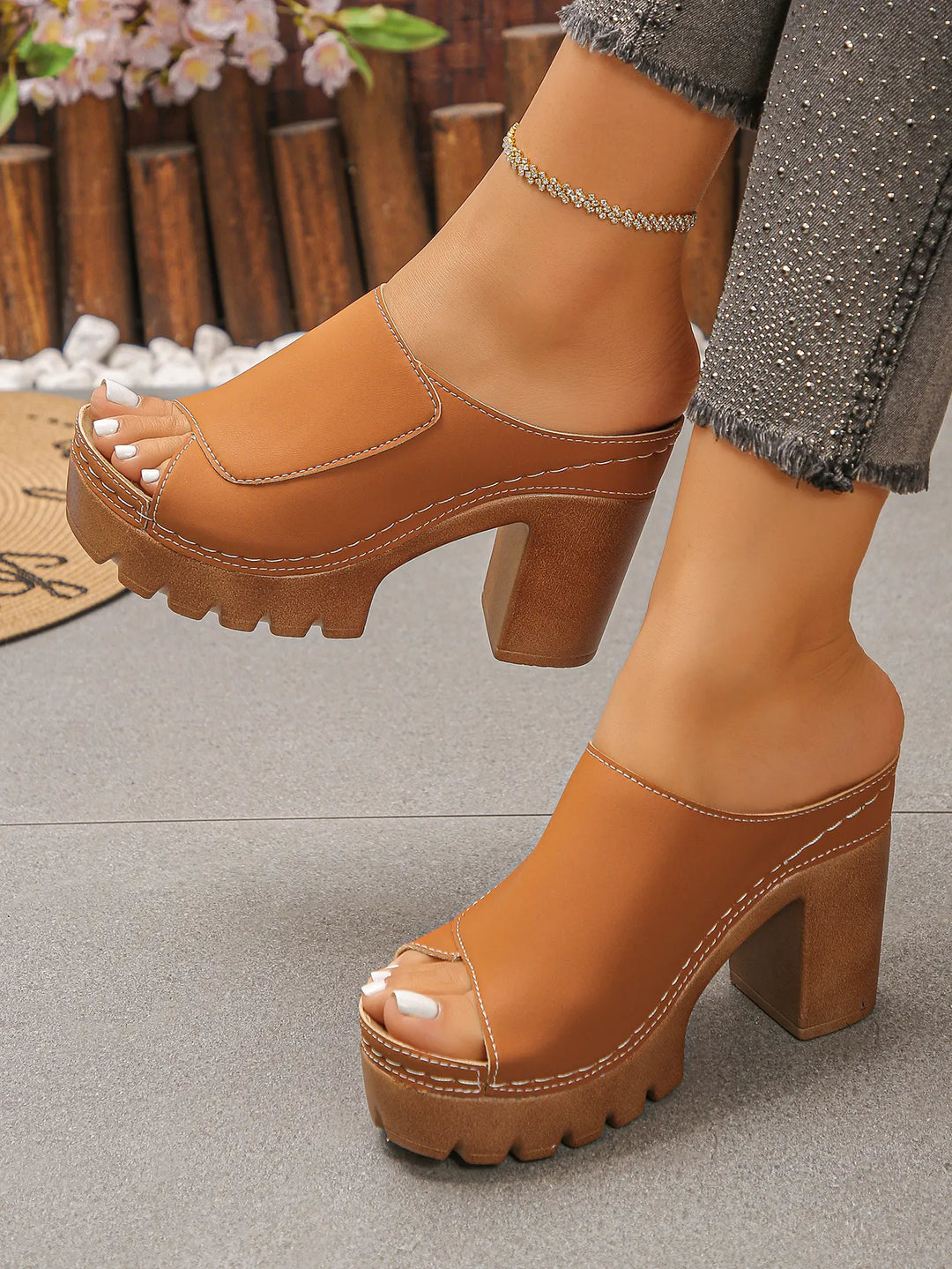 Susheena - Ορθοπεδικά σανδάλια με χοντρό τακούνι