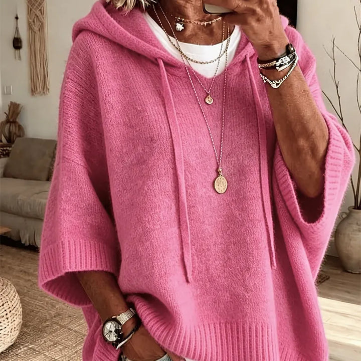 Kinala - Πλεκτό φούτερ με κουκούλα σε oversized στυλ και κορδόνι περίσφιξης