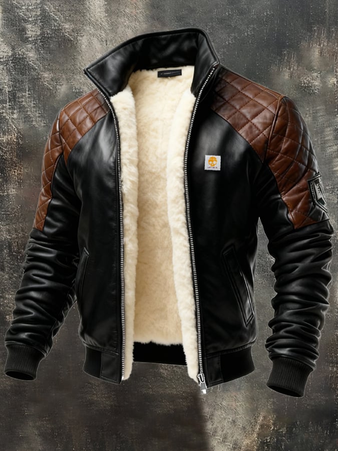 Enzo - Μπουφάν από δέρμα με επένδυση από βελούδινο ύφασμα