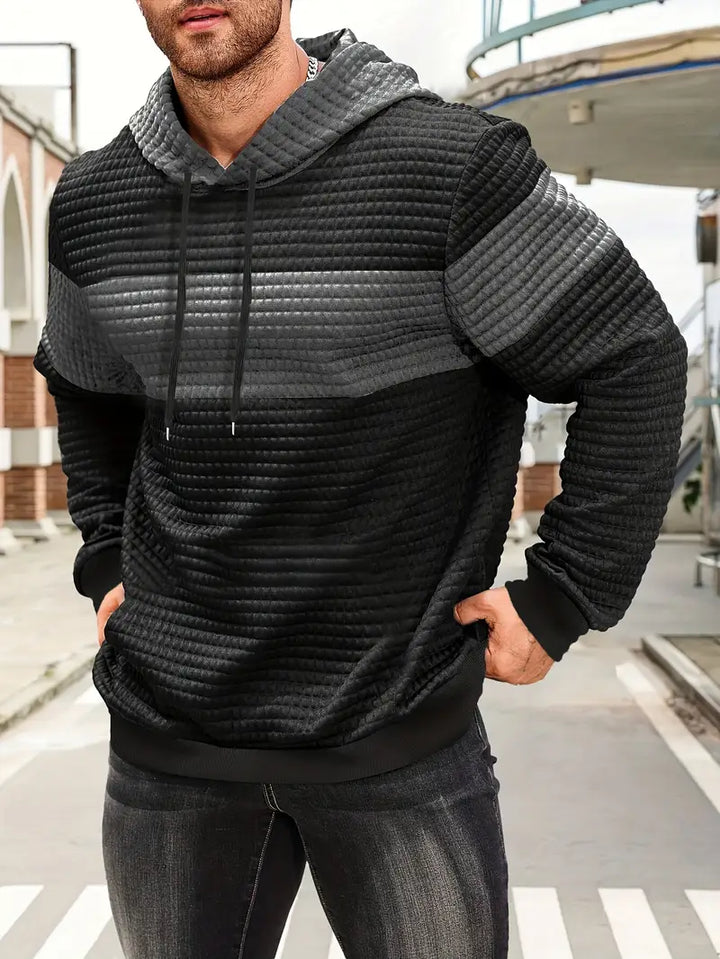 Arvid - Φούτερ με κουκούλα και υφή Χρωματικό μπλοκ