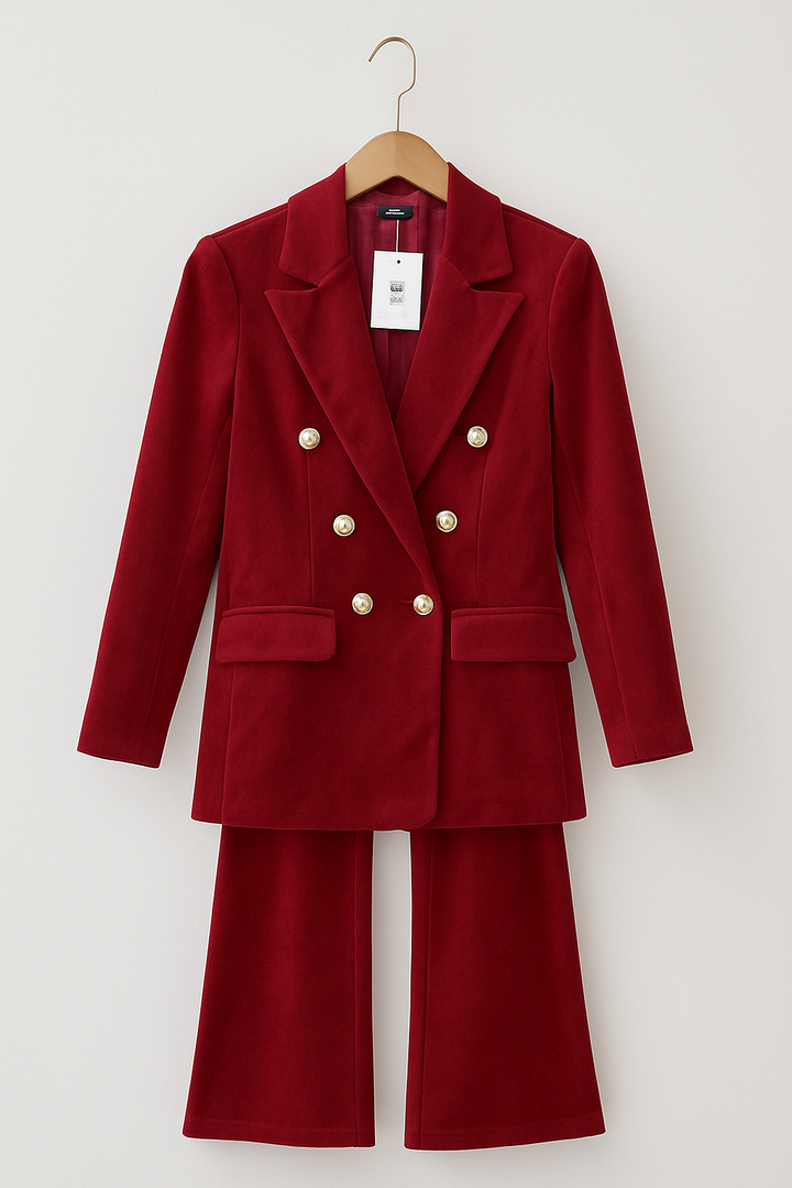 Dimitra - Βελούδινο σετ με διπλό πέτο