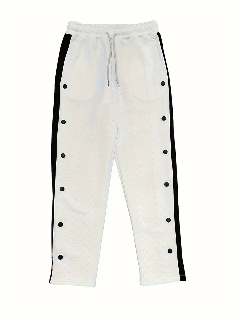 Jonass - Πλεκτό παντελόνι με φαρδιά πόδια και κουμπιά στο πλάι