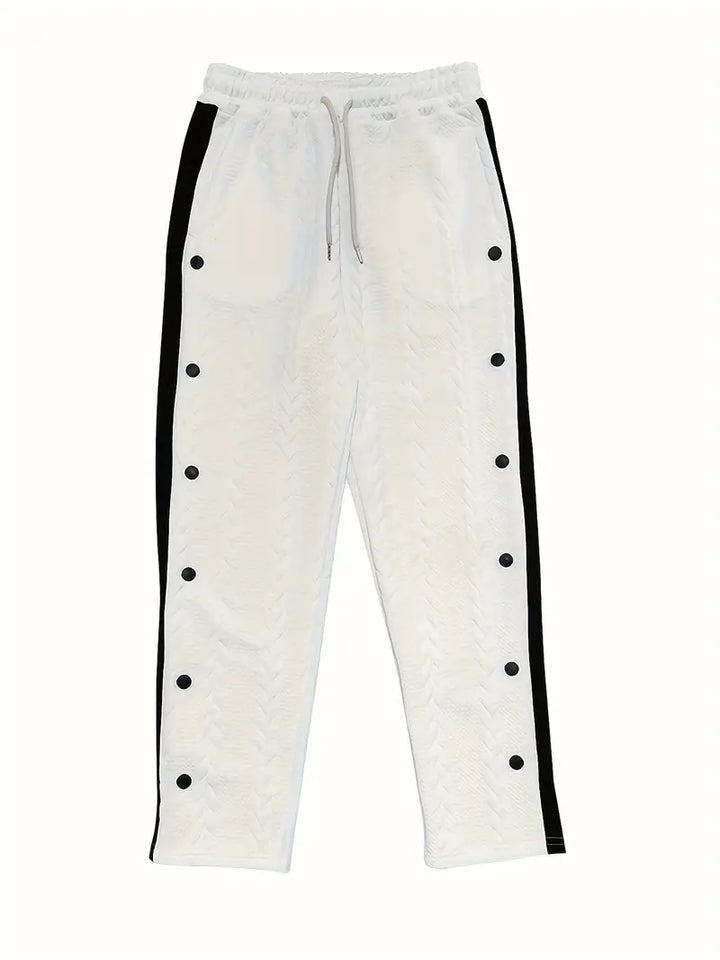 Jonass - Πλεκτό παντελόνι με φαρδιά πόδια και κουμπιά στο πλάι