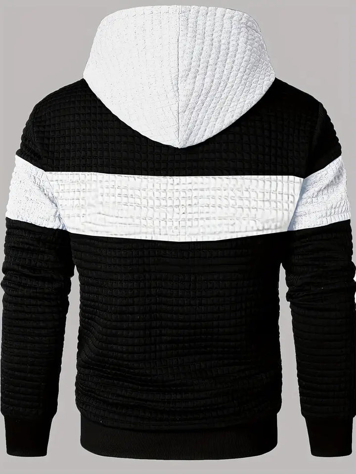 Arvid - Φούτερ με κουκούλα και υφή Χρωματικό μπλοκ