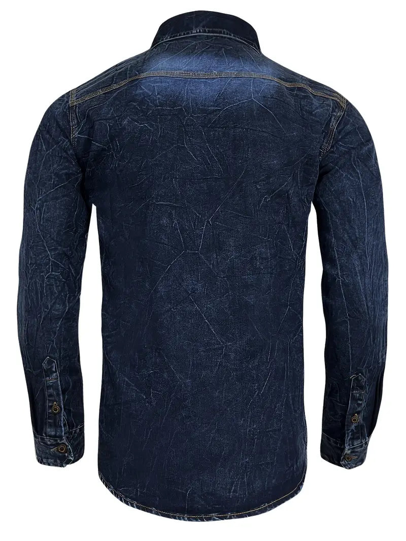Angelo - Τζιν πουκάμισο με μπροστινές τσέπες με κουμπιά