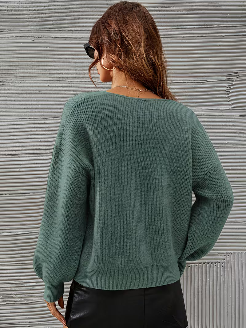 Irmelin - Πουλόβερ με V-neck και χαμηλά ώματα