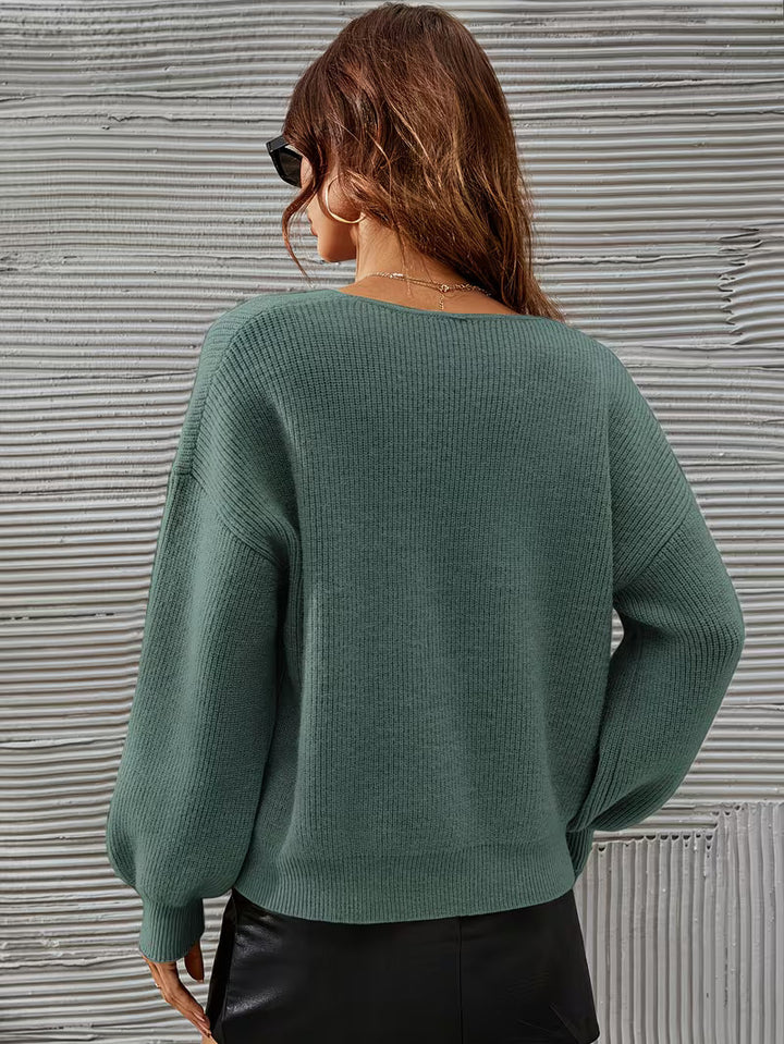Irmelin - Πουλόβερ με V-neck και χαμηλά ώματα