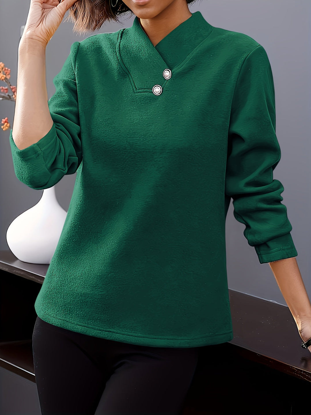 Bonya - Καθημερινή μπλούζα με μακριά μανίκια και λαιμόκοψη σε σχήμα V