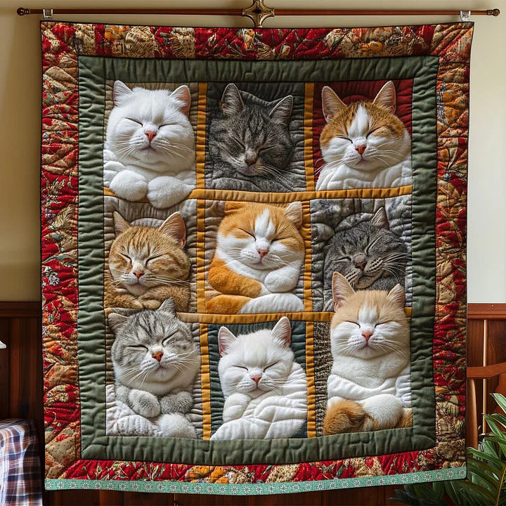 CozyCats - Κουβέρτα με τυπωμένα βασιλικά γατάκια που κοιμούνται