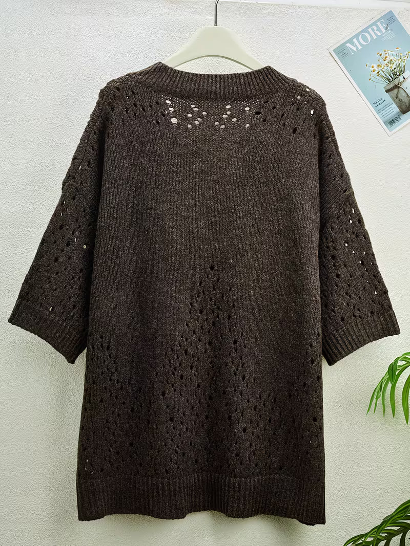 Bimashi - Φαρδύ πουλόβερ με μακριά μανίκια και V-neck