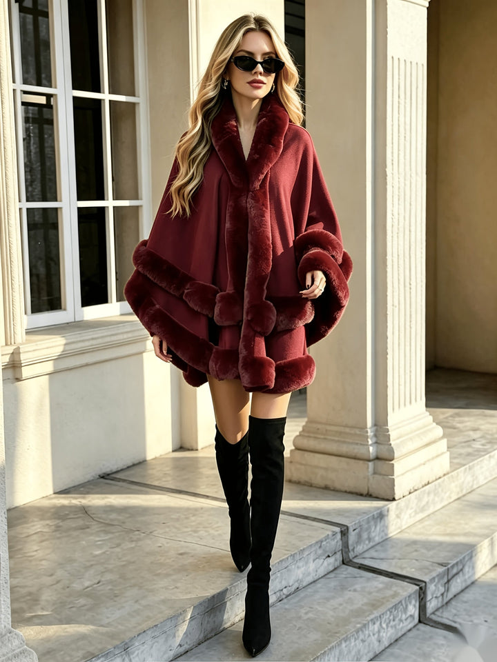 Toriann - Winter Fur-Lined Hooded Cardigan With Open Front