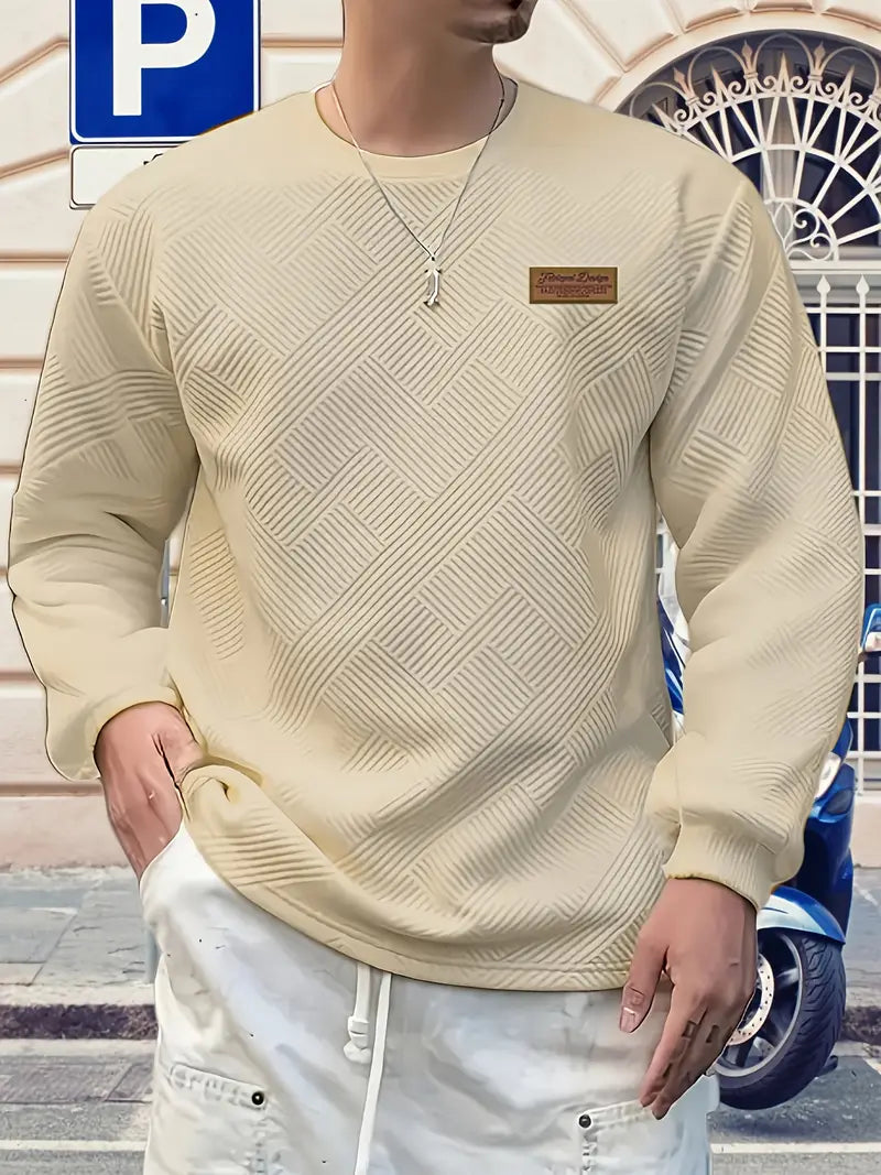 Malinga - Περιστασιακό Γεωμετρικό μοτίβο Φούτερ Με μακρύ μανίκι