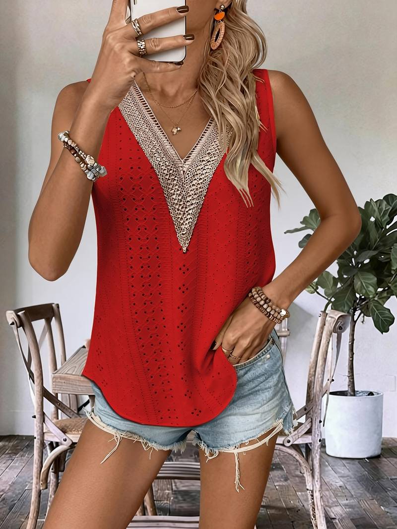 Melique - Καθημερινό αμάνικο μπλουζάκι με V-neck