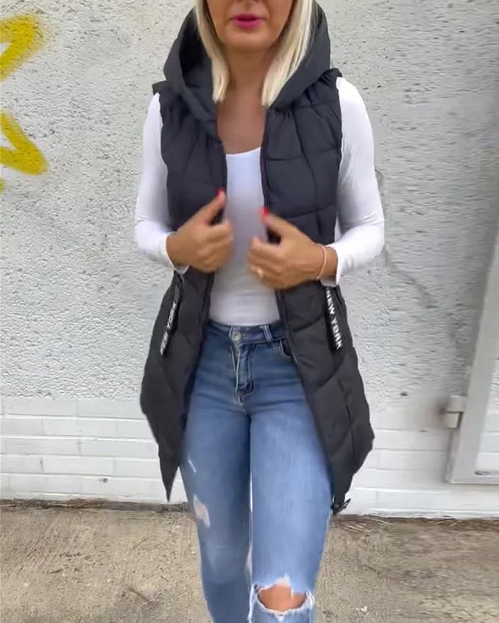 Laruna - Αμάνικο παλτό με φερμουάρ και επένδυση