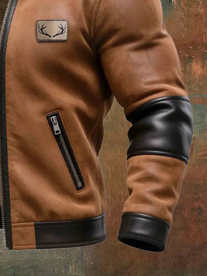 Labuschagne - Ζεστό ρετρό μπουφάν από σουέτ και δέρμα