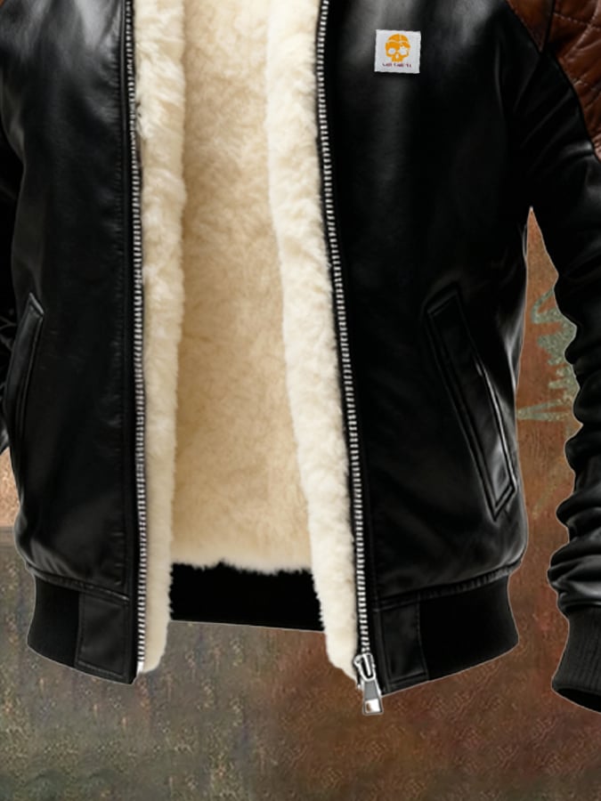 Enzo - Μπουφάν από δέρμα με επένδυση από βελούδινο ύφασμα