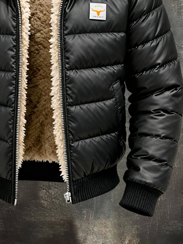 Youssouf - Vintage δερμάτινο μπουφάν με ραφές για εξωτερική χρήση