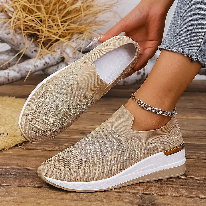 Josia - Rhinestone Butterfly Pattern Slip-on Sneakers