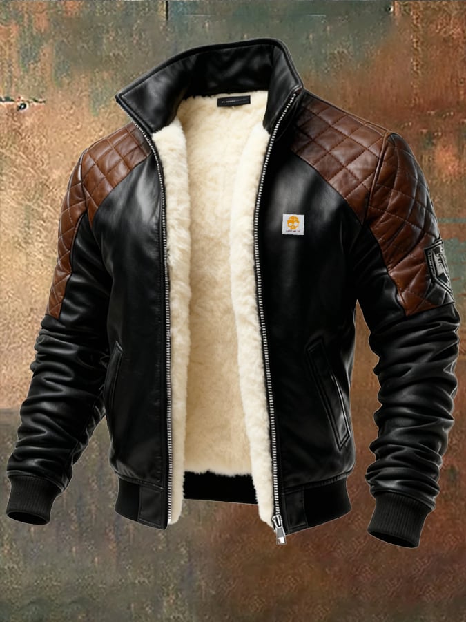 Enzo - Μπουφάν από δέρμα με επένδυση από βελούδινο ύφασμα