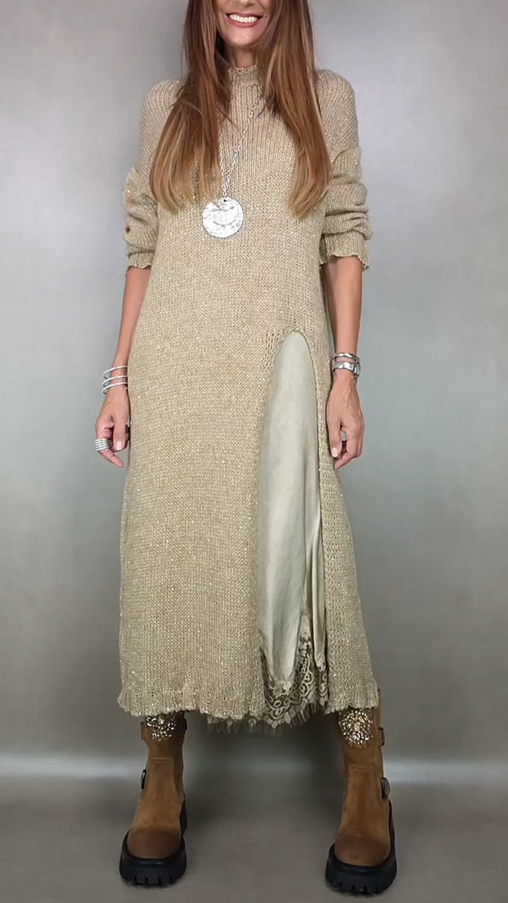 Jesika - Κομψό μακρύ πουλόβερ με φόρεμα