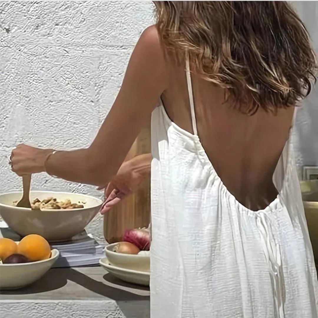 Diandra - Κομψό μακρύ φόρεμα χωρίς πλάτη