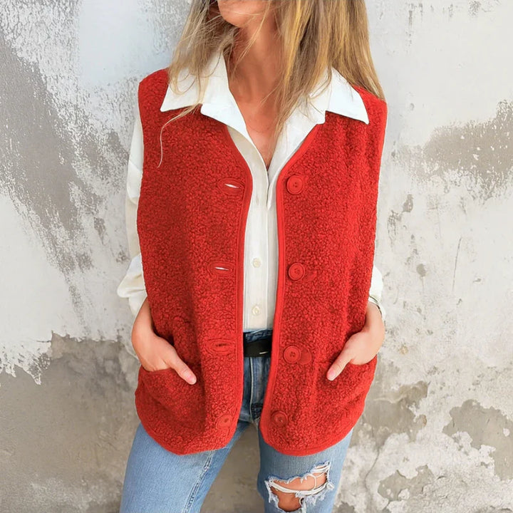 Jacklyn - Γιλέκο Teddy με κουμπιά