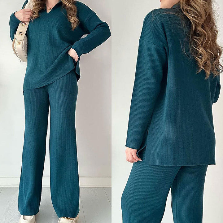 Alyana – Πλεκτό σετ δύο τεμαχίων με ραβδώσεις