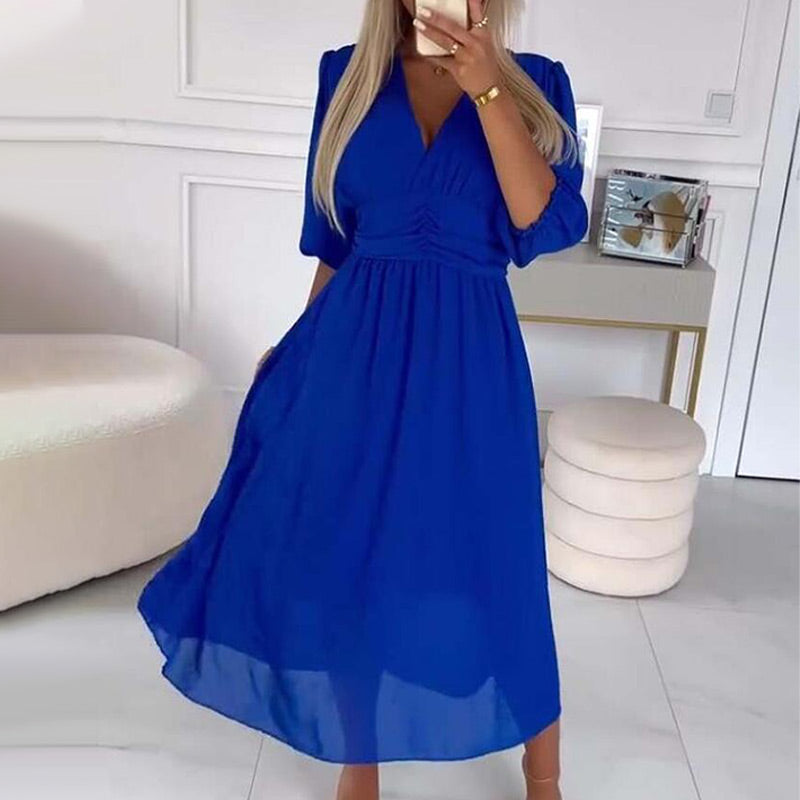 Svana - Ελαφρύ φόρεμα από σιφόν με V-neck