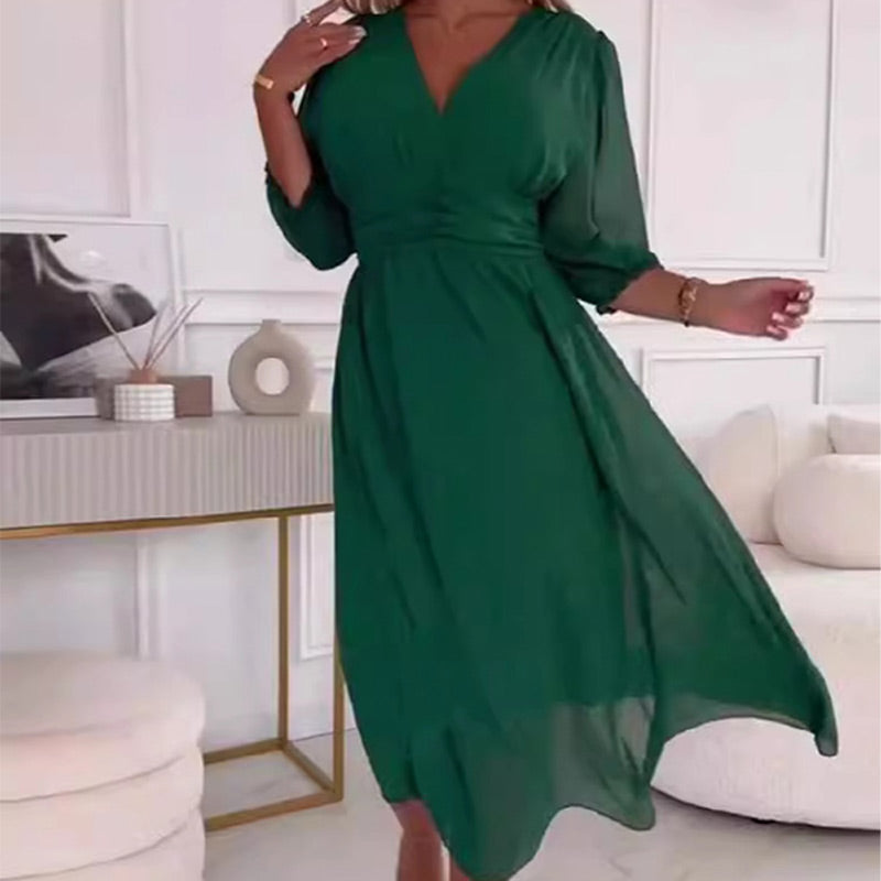 Svana - Ελαφρύ φόρεμα από σιφόν με V-neck
