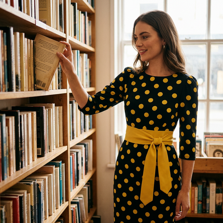 Konila - Κομψό ρετρό φόρεμα με πουά